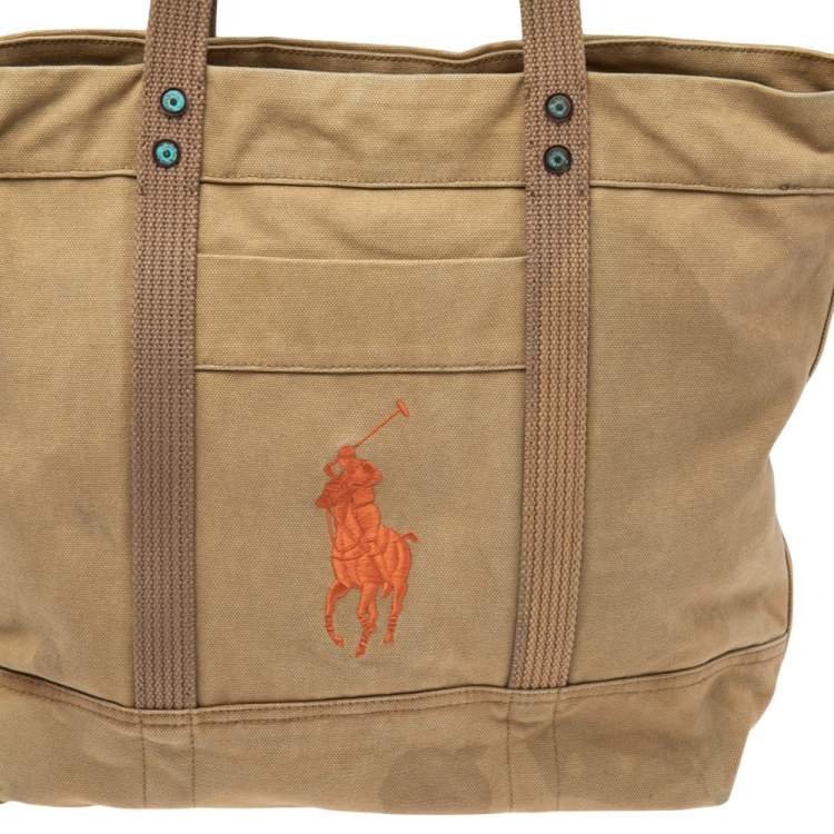 Pre Owned Ralph Lauren Beige Canvas Logo Tote