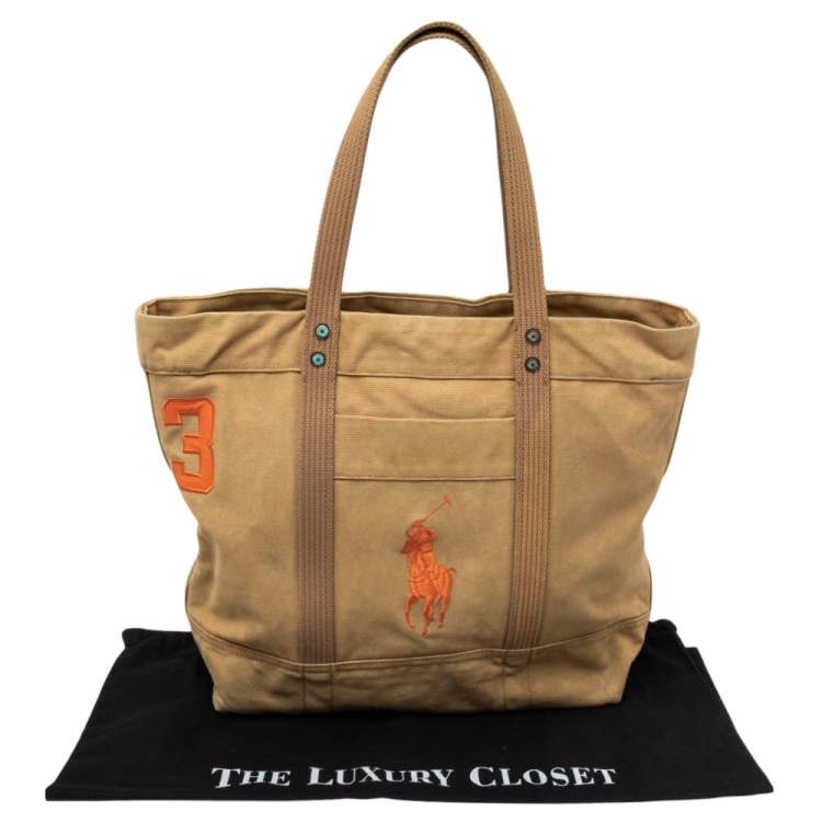 Pre Owned Ralph Lauren Beige Canvas Logo Tote