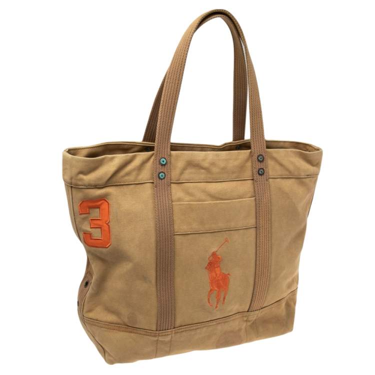 Pre Owned Ralph Lauren Beige Canvas Logo Tote