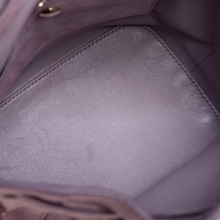 Pre Owned Ralph Lauren Purple Suede Crystal Embellished Drawstring Bucket Bag