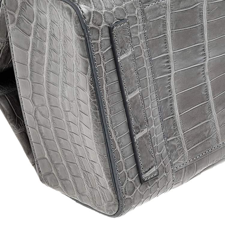 Pre Owned Ralph Lauren Grey Alligator Ricky Tote