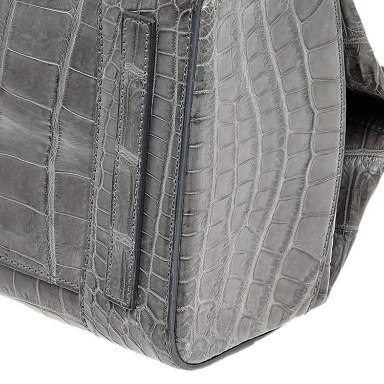 Pre Owned Ralph Lauren Grey Alligator Ricky Tote