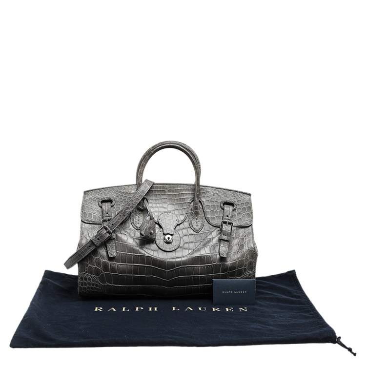 Pre Owned Ralph Lauren Grey Alligator Ricky Tote