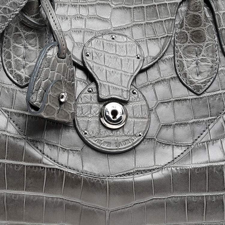 Pre Owned Ralph Lauren Grey Alligator Ricky Tote