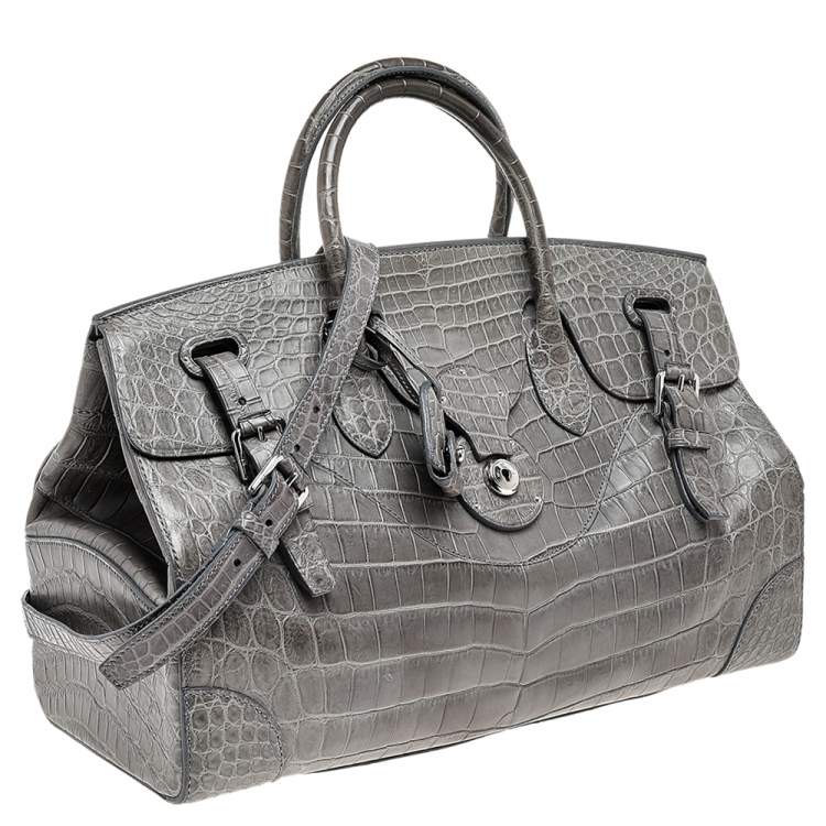 Pre Owned Ralph Lauren Grey Alligator Ricky Tote