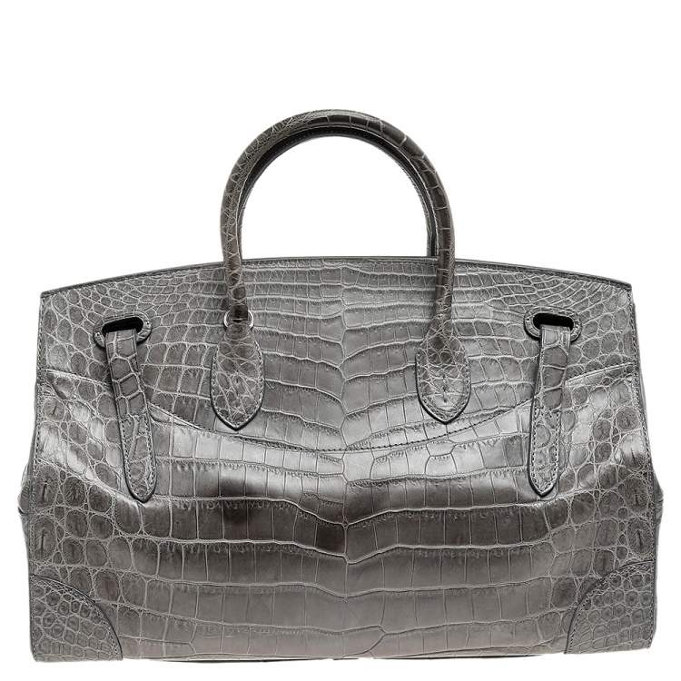 Pre Owned Ralph Lauren Grey Alligator Ricky Tote