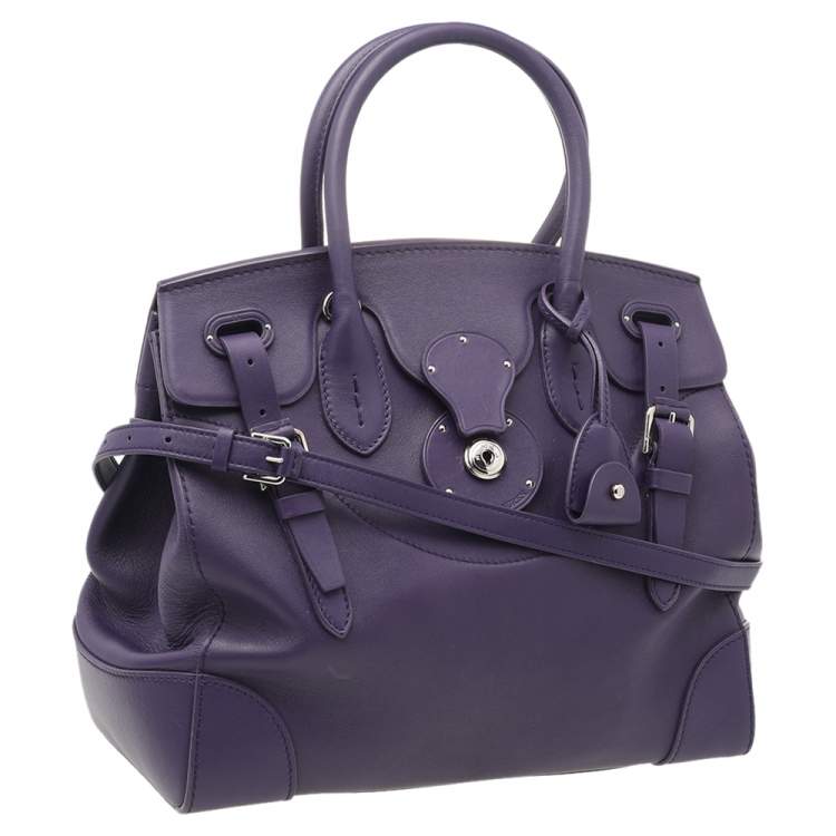 Pre Owned Ralph Lauren Deep Purple Leather Soft Ricky Shoulder Bag