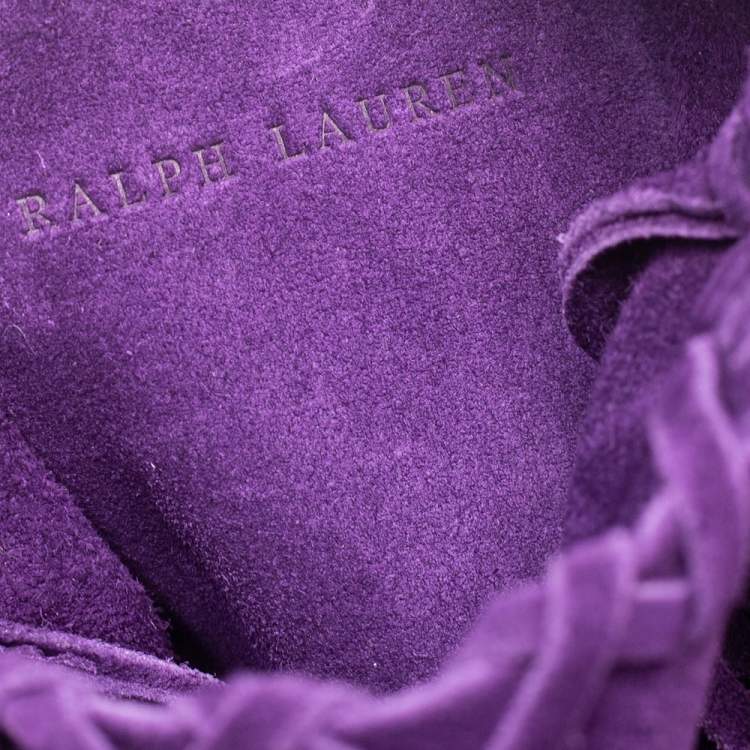 Pre Owned Ralph Lauren Purple Suede Fringe Crossbody Bag