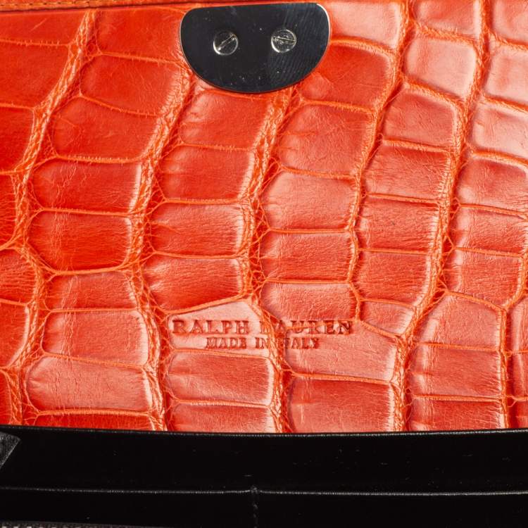 Pre Owned Ralph Lauren Orange Alligator Ricky Continental Wallet