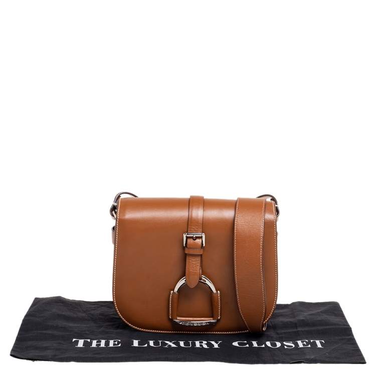 Pre Owned Ralph Lauren Brown Leather Equestrian Stirrup Shoulder Bag