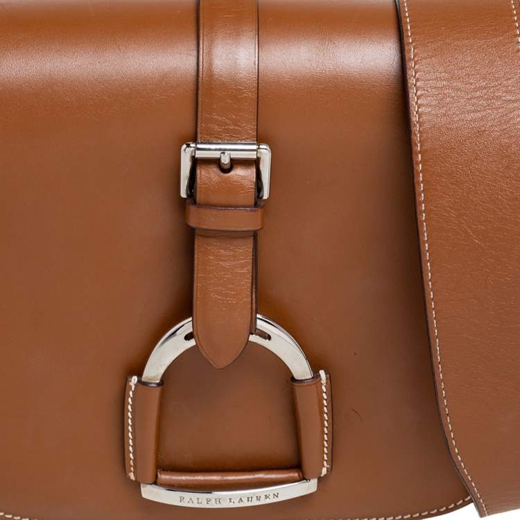Pre Owned Ralph Lauren Brown Leather Equestrian Stirrup Shoulder Bag