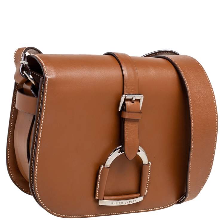 Pre Owned Ralph Lauren Brown Leather Equestrian Stirrup Shoulder Bag