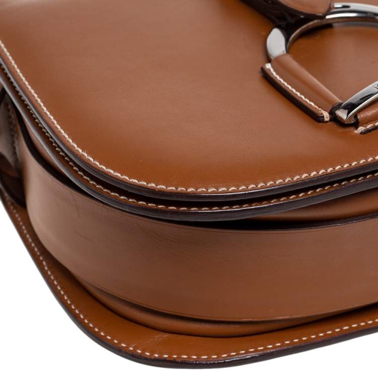 Pre Owned Ralph Lauren Brown Leather Equestrian Stirrup Shoulder Bag