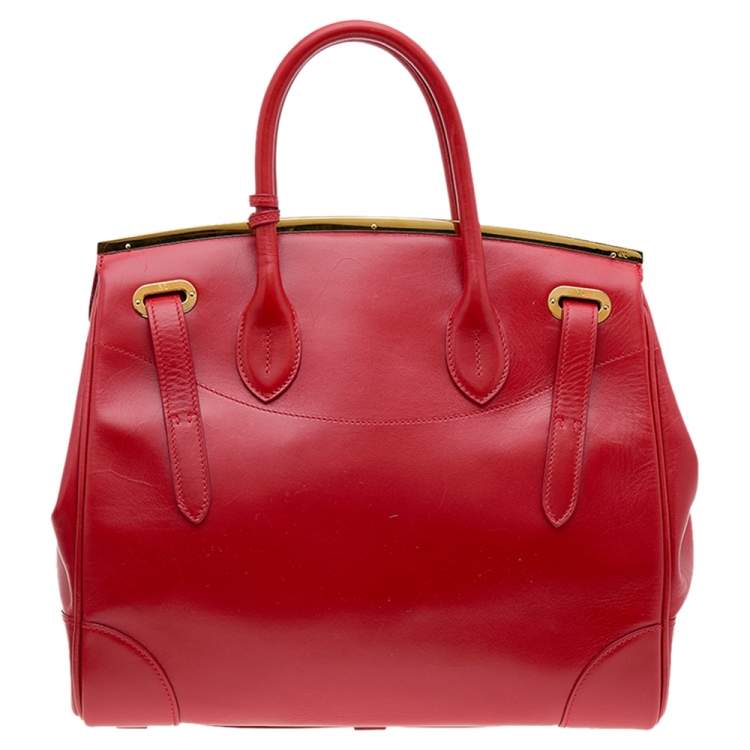 Pre Owned Ralph Lauren Red Leather Ricky Satchel