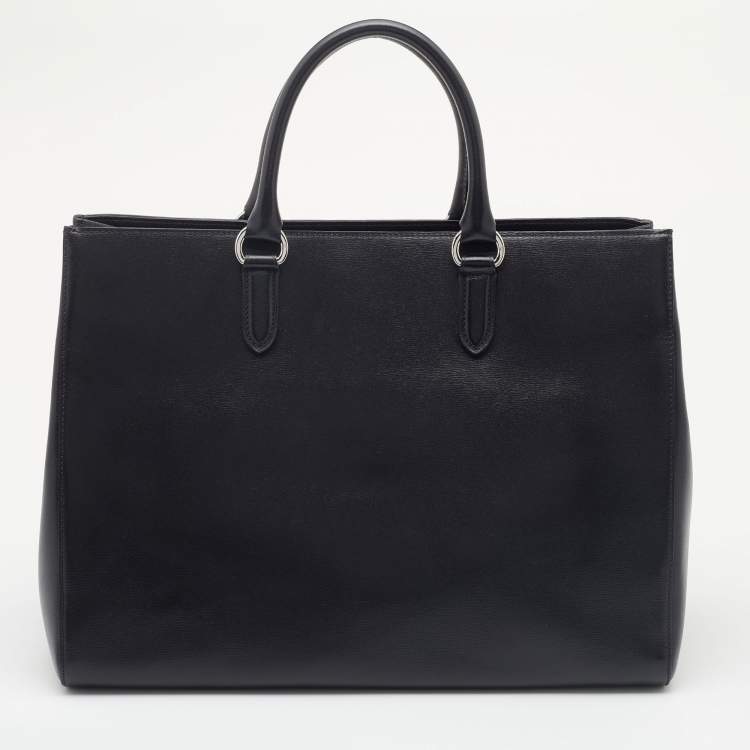 Pre Owned Ralph Lauren Black Leather Stirrup Tote