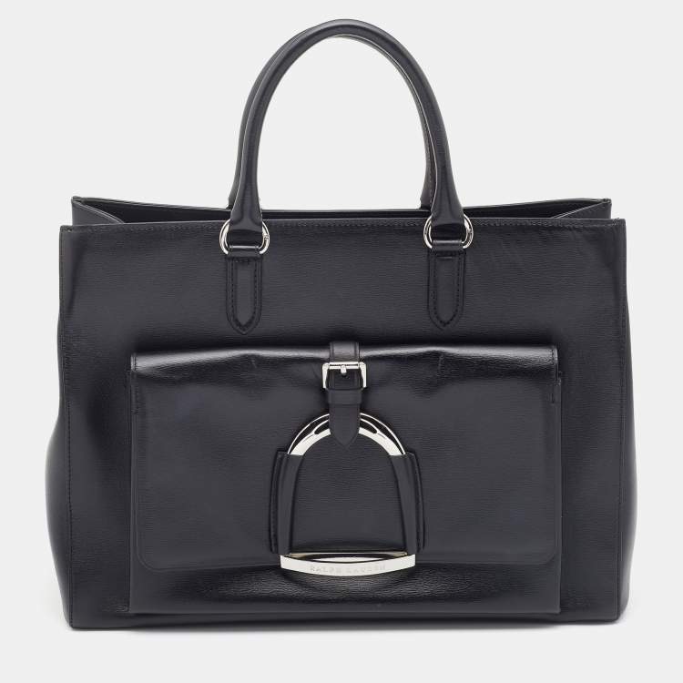 Pre Owned Ralph Lauren Black Leather Stirrup Tote