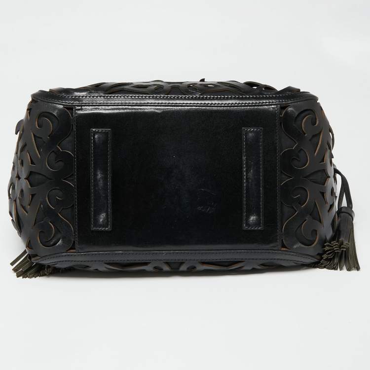 مملوكة مسبقًا Ralph Lauren Black Leather Vachetta Scroll Tote
