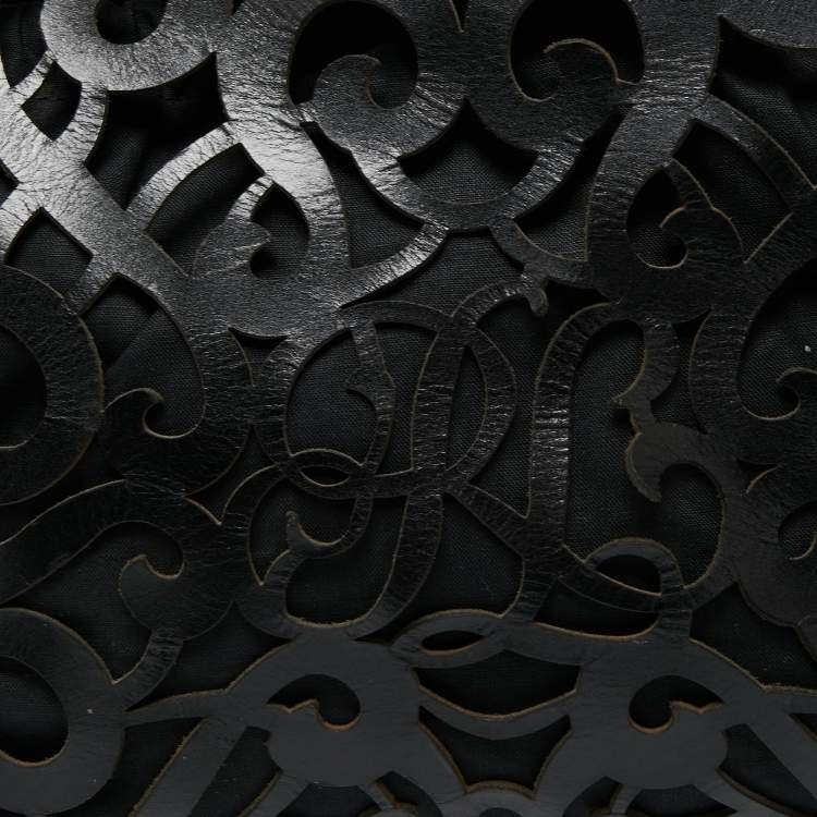 مملوكة مسبقًا Ralph Lauren Black Leather Vachetta Scroll Tote