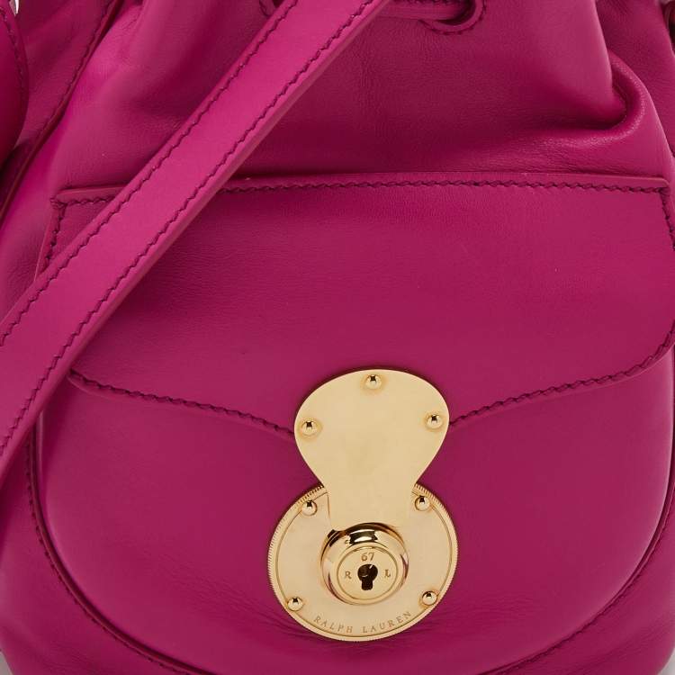 Pre Owned Ralph Lauren Pink Leather Ricky Drawstring Bucket Bag