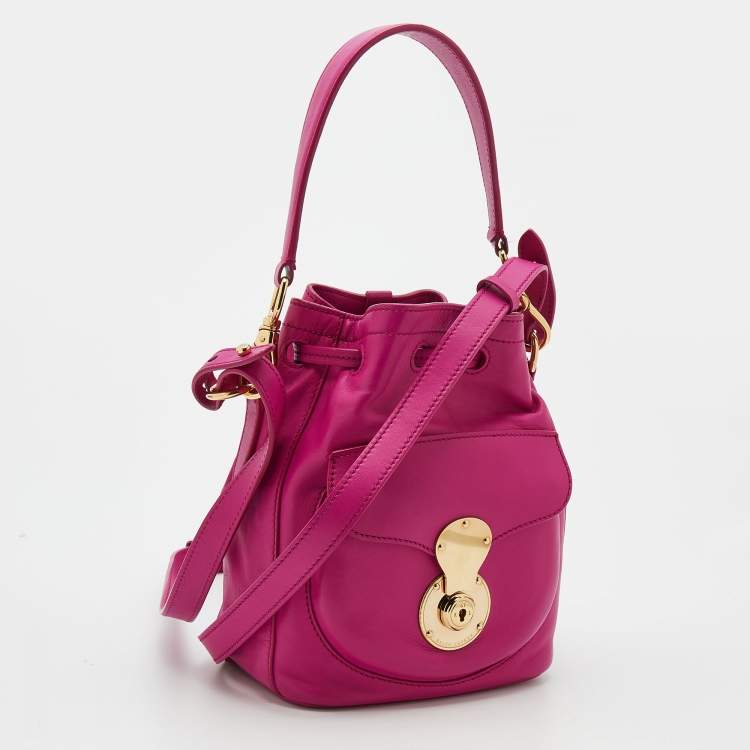 Pre Owned Ralph Lauren Pink Leather Ricky Drawstring Bucket Bag
