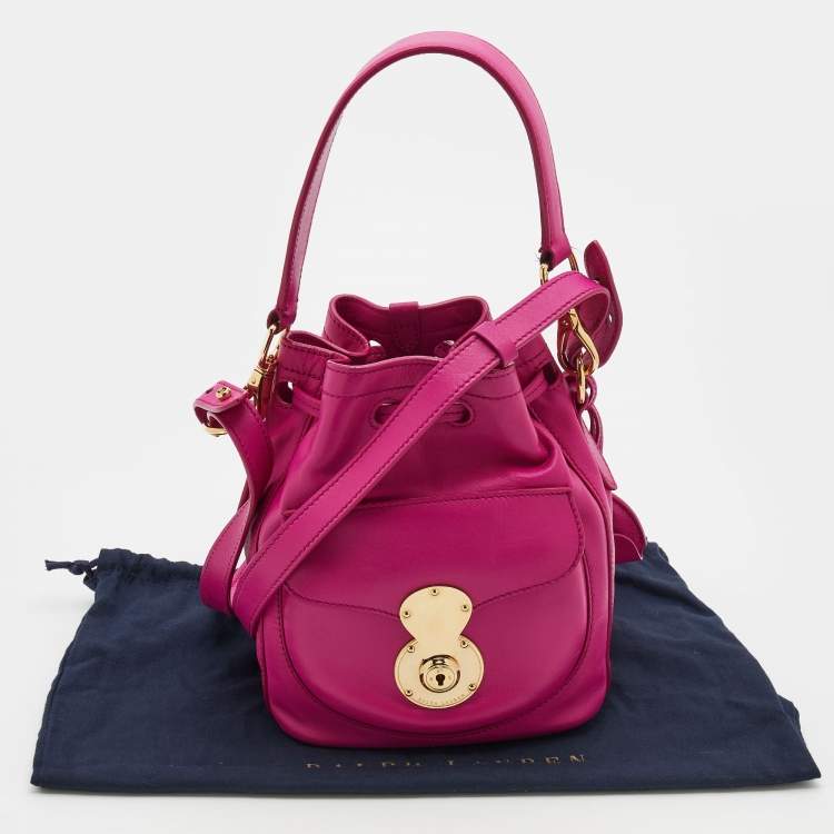 Pre Owned Ralph Lauren Pink Leather Ricky Drawstring Bucket Bag