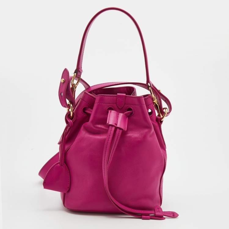 Pre Owned Ralph Lauren Pink Leather Ricky Drawstring Bucket Bag