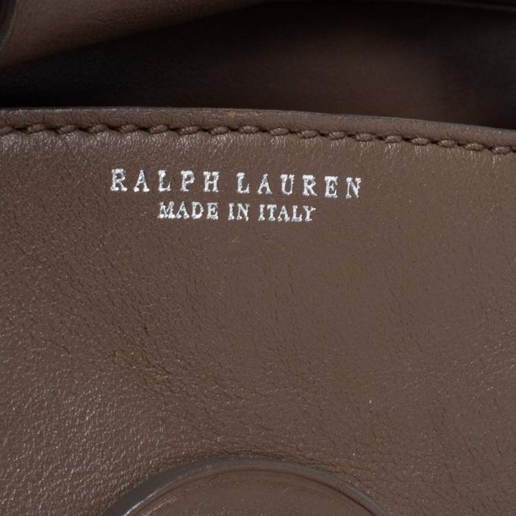 Pre Owned Ralph Lauren Dark Beige Leather Ricky Top Handle Bag