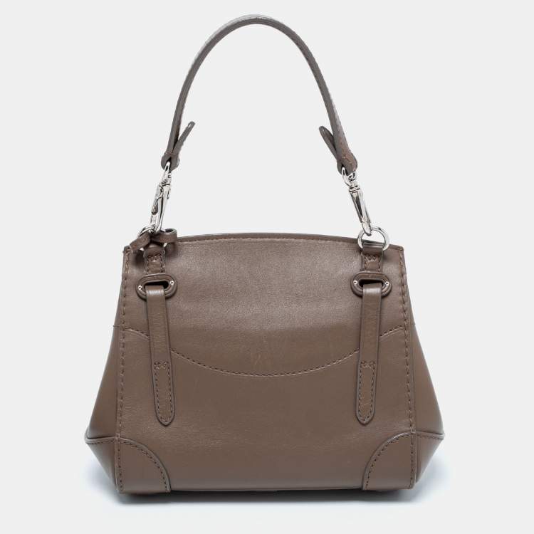 Pre Owned Ralph Lauren Dark Beige Leather Ricky Top Handle Bag