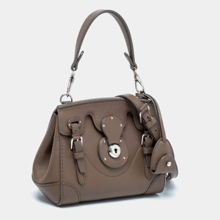 Pre Owned Ralph Lauren Dark Beige Leather Ricky Top Handle Bag