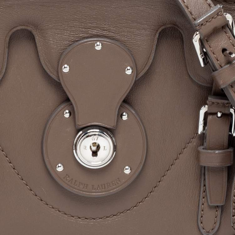 Pre Owned Ralph Lauren Dark Beige Leather Ricky Top Handle Bag
