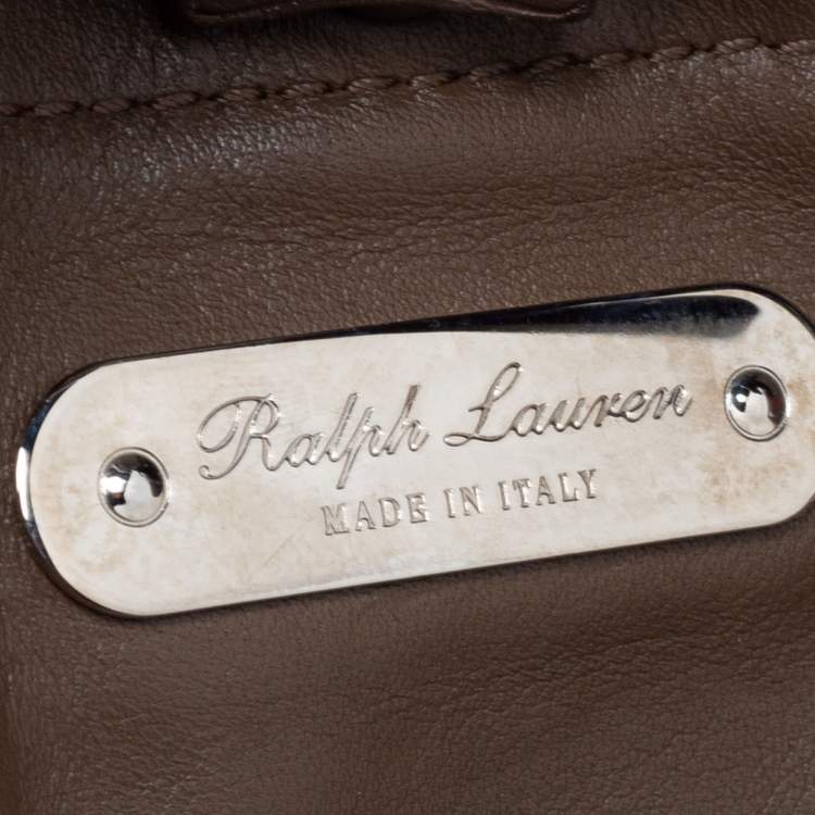 Pre Owned Ralph Lauren Dark Beige Leather Ricky Top Handle Bag