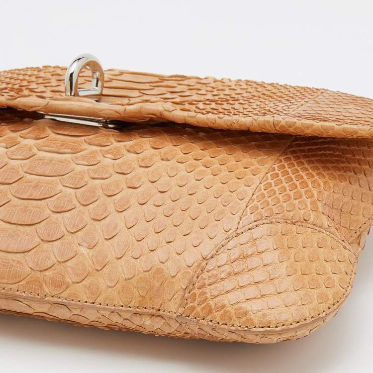 Pre Owned Ralph Lauren Beige Python Wristlet Clutch