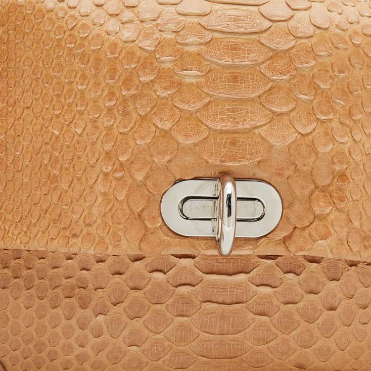 Pre Owned Ralph Lauren Beige Python Wristlet Clutch