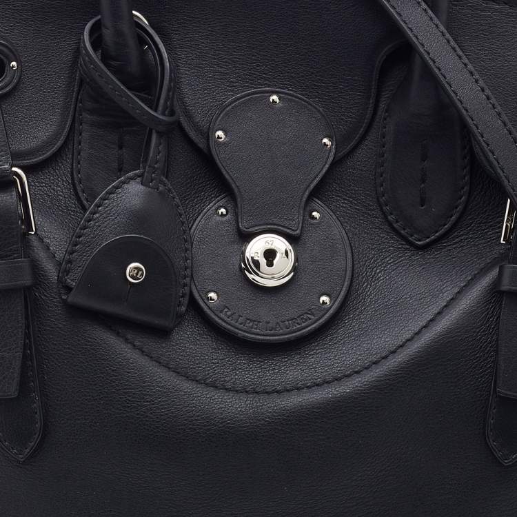 Pre Owned Ralph Lauren Black/White Leather Soft Ricky Tote
