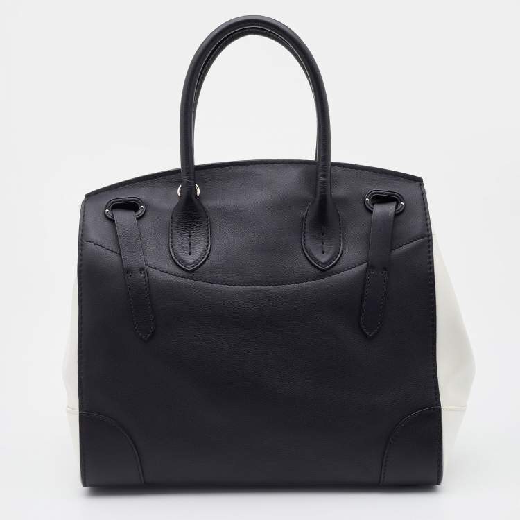 Pre Owned Ralph Lauren Black/White Leather Soft Ricky Tote