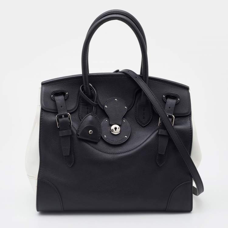 Pre Owned Ralph Lauren Black/White Leather Soft Ricky Tote