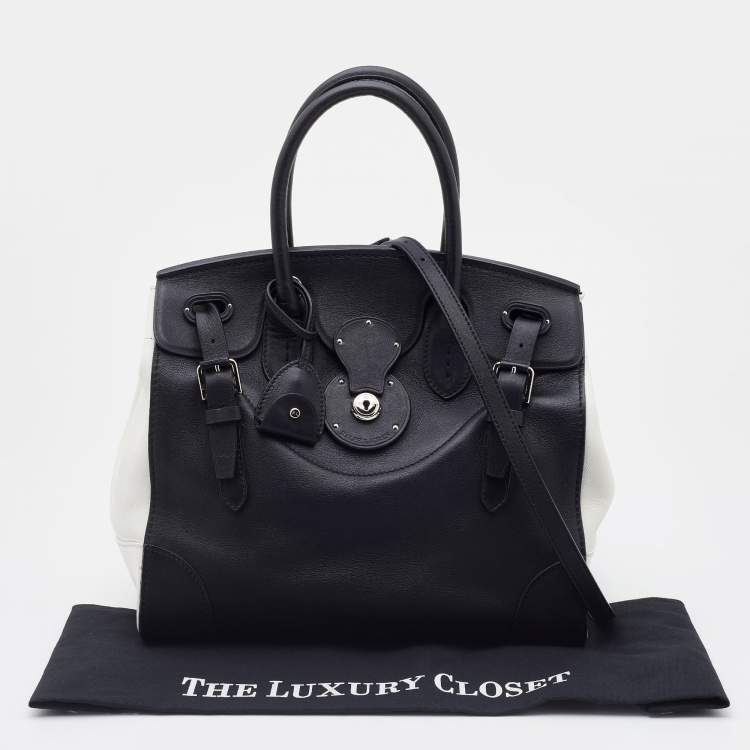 Pre Owned Ralph Lauren Black/White Leather Soft Ricky Tote