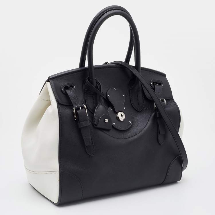 Pre Owned Ralph Lauren Black/White Leather Soft Ricky Tote