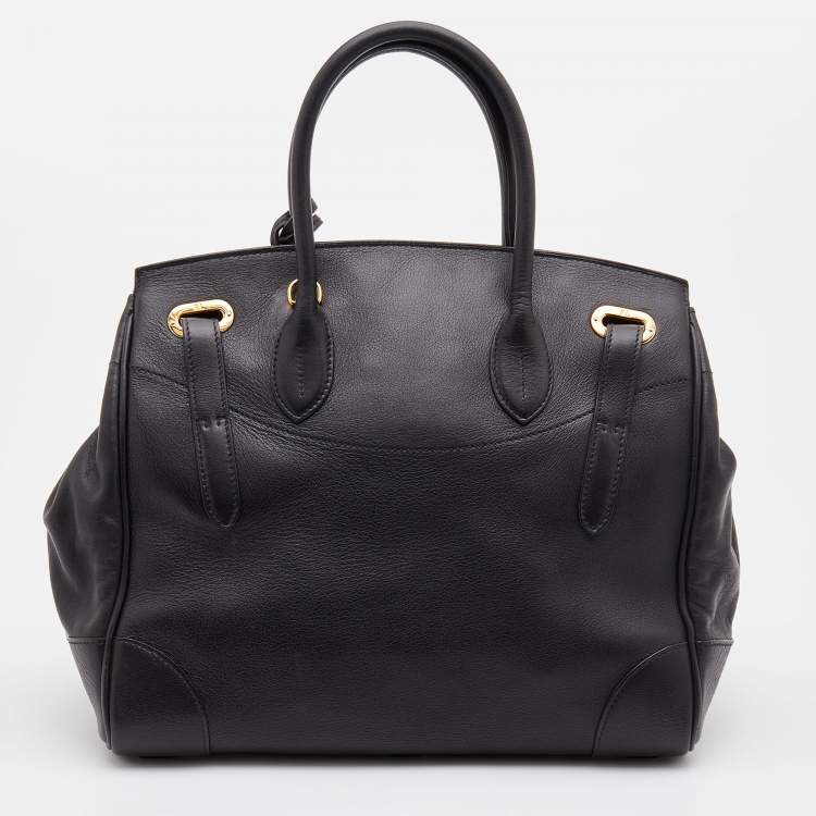 Pre Owned Ralph Lauren Black Leather Western Ricky Satchel