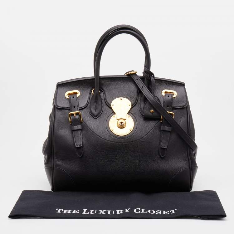 Pre Owned Ralph Lauren Black Leather Western Ricky Satchel
