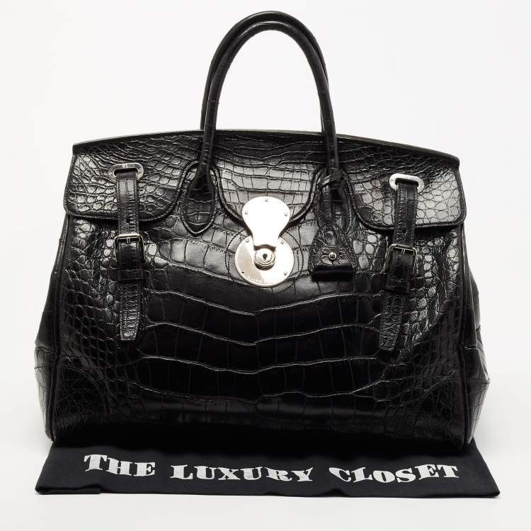 Pre Owned Ralph Lauren Black Alligator Ricky 40 Tote 