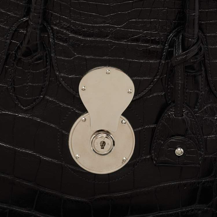 Pre Owned Ralph Lauren Black Alligator Ricky 40 Tote 