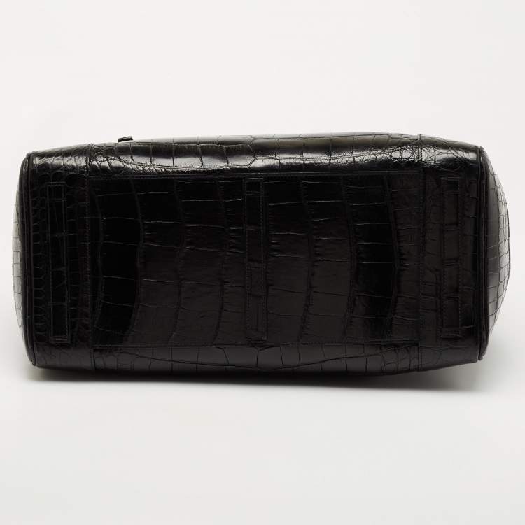 Pre Owned Ralph Lauren Black Alligator Ricky 40 Tote 