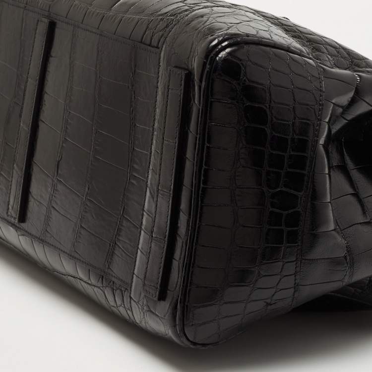 Pre Owned Ralph Lauren Black Alligator Ricky 40 Tote 