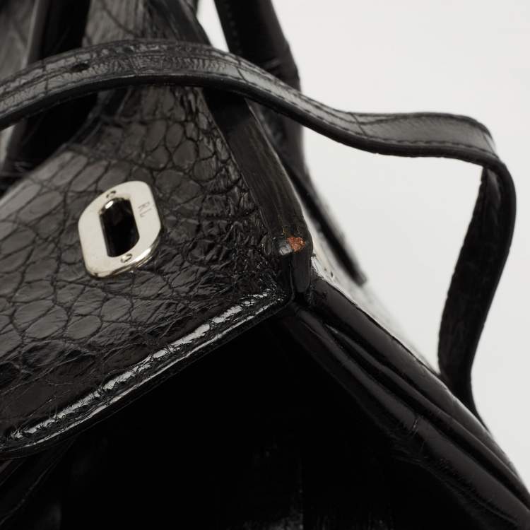 Pre Owned Ralph Lauren Black Alligator Ricky 40 Tote 