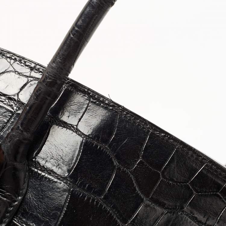Pre Owned Ralph Lauren Black Alligator Ricky 40 Tote 