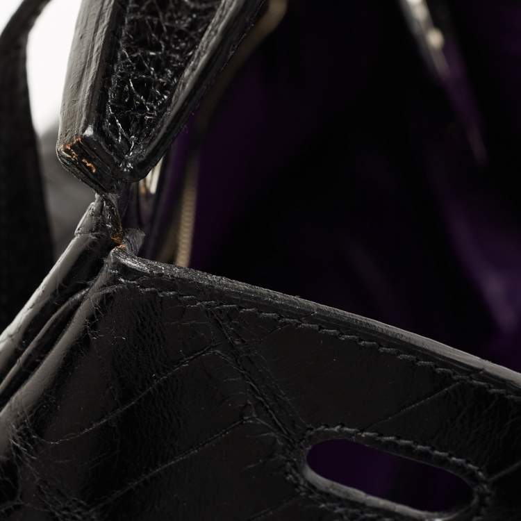 Pre Owned Ralph Lauren Black Alligator Ricky 40 Tote 