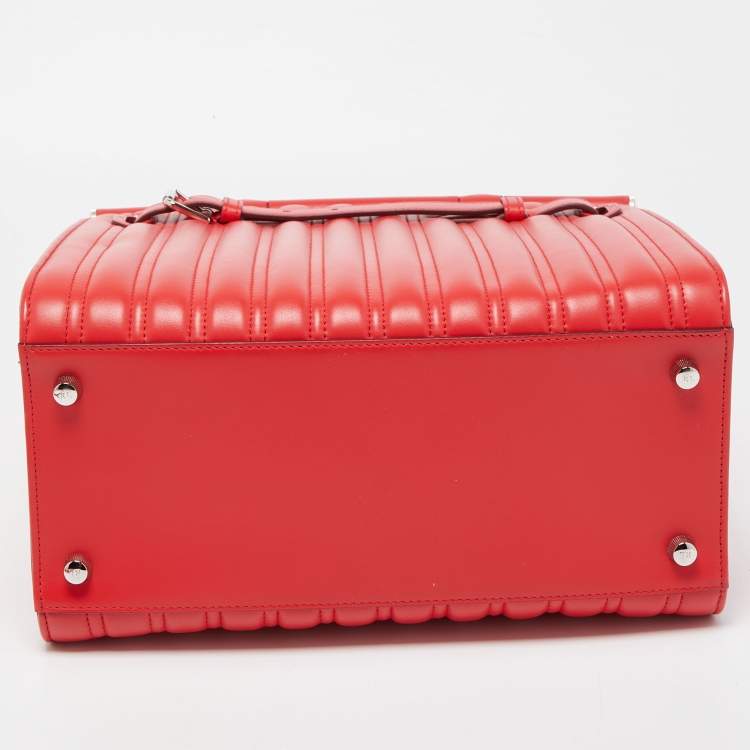 Pre Owned Ralph Lauren Red Quilted Leather Medium RL50 Tote