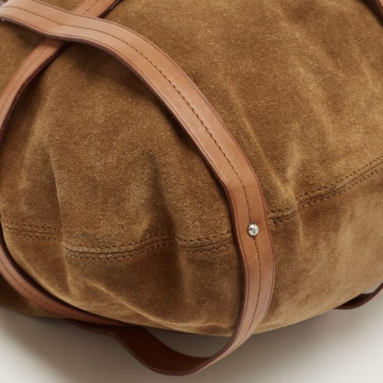 Pre Owned Ralph Lauren Brown Suede and Leather Stirrup Shoulder Bag