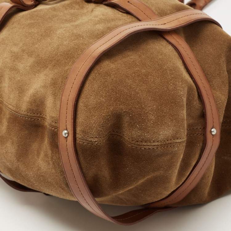 Pre Owned Ralph Lauren Brown Suede and Leather Stirrup Shoulder Bag